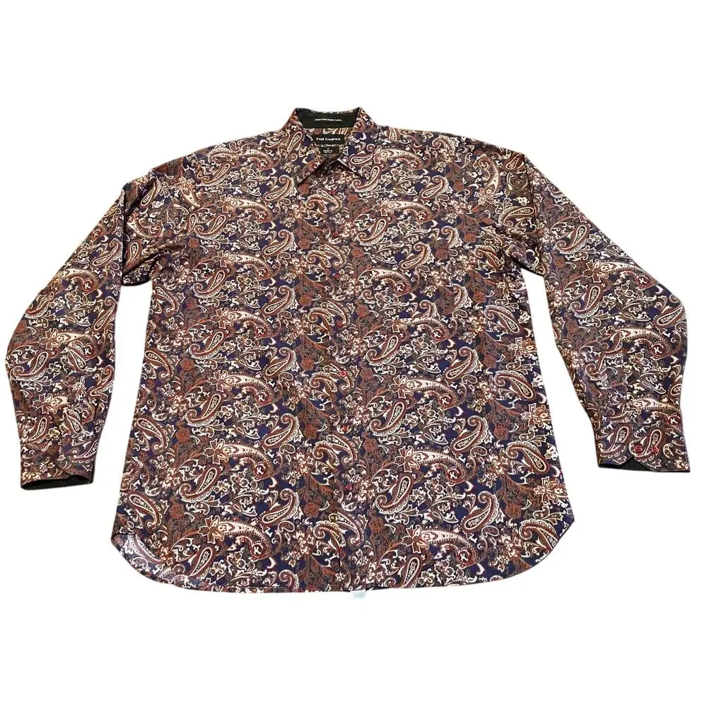 Paul Fredrick LT Classic Fit Paisley Long Sleeve Shirt 100% Cotton‎